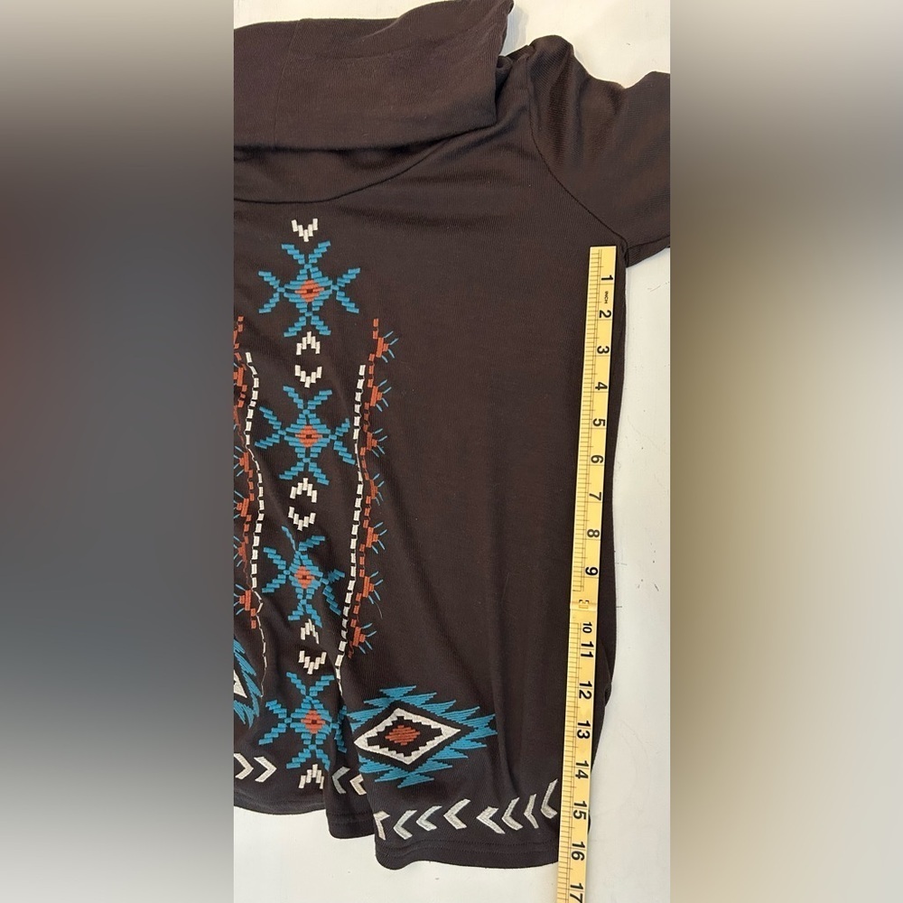 Womens Roper Brown Cowl Neck Tribal Embroidered Western Cowgirl Sweater Sz Sm - Picture 9 of 11